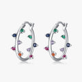 925 Sterling Silver Fine Jewelry Multicolour Trendy Zirconia Ear Buckles Luxury Fashion Hoop Earrings for Women