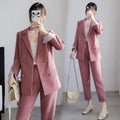 M-5XL New Women's Large Size Set Autumn Loose Cropped Pants Professional Suit Top Coat Two-piece Set
