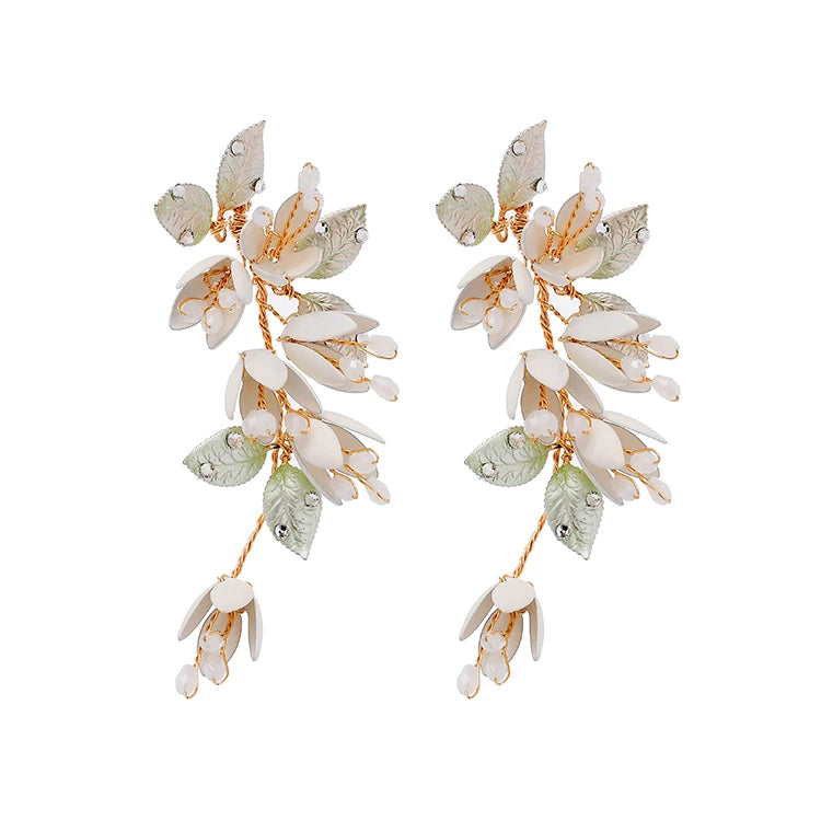 Bridal White Women Beaded Earring Retro Handmade Fashion Earrings