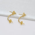 E903 7-8mm DIY Natural  Freshwater Pearl Charm Earrings Mounting Accessory 925 Sterling Silver Gold Plated  Jewelry for Women
