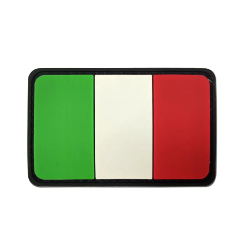 Italy Flag Eco-friendly 3D PVC Soft Rubber Sew-On/Hook Embossed Custom Patches with Custom Logo and 7-Day Sample Lead Time