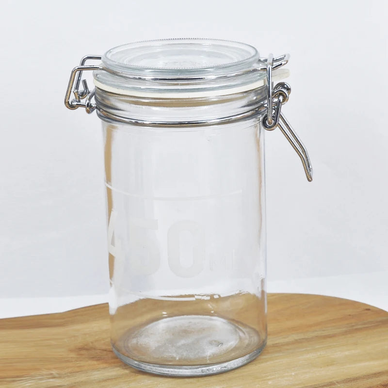Airtight Eco-Friendly Food Grade Glass Storage Jars 250ml 450ml 1000ml with Flip Top Lid for Food & Candy Storage