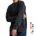 Men's High Quality 100% Cotton Solid Vintage Acid Washed Long Sleeve T-Shirt Eco-Friendly Anti-Wrinkle Street Style 250gsm