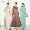 2023 New Hot Selling 2pc Plain Abaya Set Sleeveless Inner Dress and Modest Open Abaya Women Islamic Clothing Wholesale