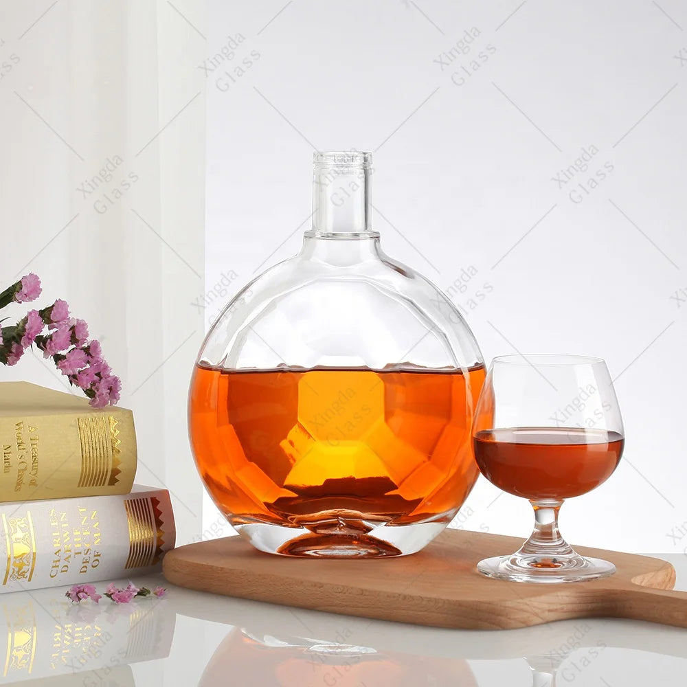 Triangle Hexagonal Garrafa Vodka Whisky Tequila Bottle Wholesale Empty 1000ml Frosted Luxury Glass Shape Beverage