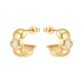 Fashion PVD 18K Gold Plated Stainless Steel Jewelry C Shape With Oval Zircon Geometric Hoop Earrings for Women Earrings E241525