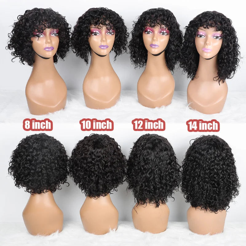 Mauqueen Vendor  Wholesale Natural Curly Short Bob  Machine Made 100% Virgin Cuticle Aligned Human Hair Wigs  for Black  Women
