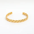High End 18k PVD Gold Plated Stainless Steel Flat Band Rope Cuff Bracelet for Women Wholesale Jewelry