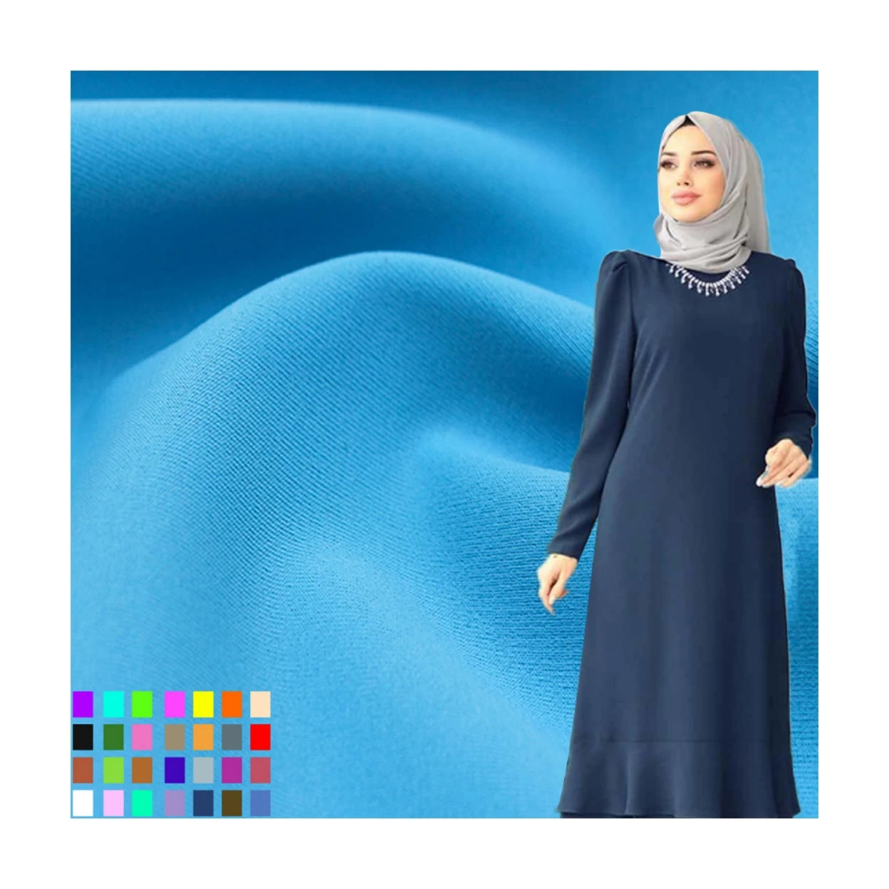 Strong Environmental 210gsm 82% Nylon 18% Spandex 4 Way Stretch Waterproof Breathable Plain Swimwear Fabric for Muslims