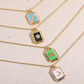 New Luxury Tarot square 18K Gold Plated Copper Necklace Zircon Enamel Luxury Charm Party Necklace