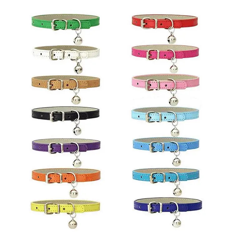 Pet Collars Pu Wholesale Cat Collar With Bell DIY 16 Color Options Cat Collar