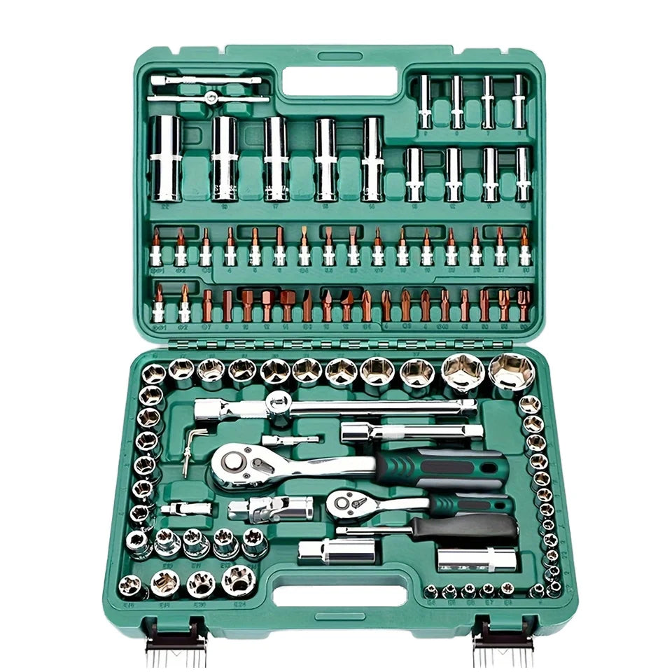 108pcs Auto Repair Combination Tool Set Customizable CRV Material Large Medium Small Ratchet Wrench OEM Support Hard Case