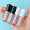LZ Pack Stock 100pcs Matte Round Lip Gloss Bottle Packaging 2ml Small Clear Frosted Black Mini Lipgloss Tubes With Custom Logo