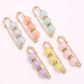 Three Matte Jelly Ball Beads Brooch Pins As Waist Collection Tool Metal Kilt Safety Pins Hijab Clips Buckle for Women