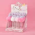 Custom Logo Cartoon Creative Kawaii Cute Pink Rabbit Plush Gel Pen for Girls