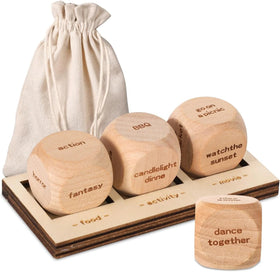 PAFU Couple Date Night Ideas Wooden Food Decision Dice Night After Dark Dice Game Valentines Day Novelty Gifts