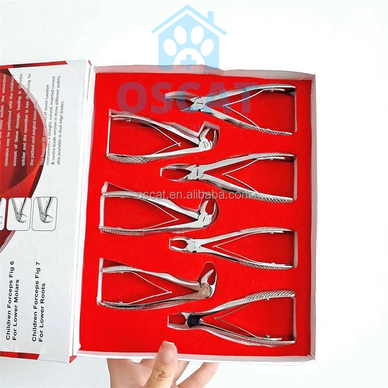 OSCAT Vet Equipment Dental Extracting Forceps Dental Instruments Stainless Steel Tooth Extracting Forceps