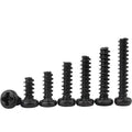 M1.4 M1.7 M2 M2.3 M2.6 M3 M3.5  M4 M5 Black Nickel Plating Phillips Pan Head Self Tapping Thread Forming Screws for Plastic
