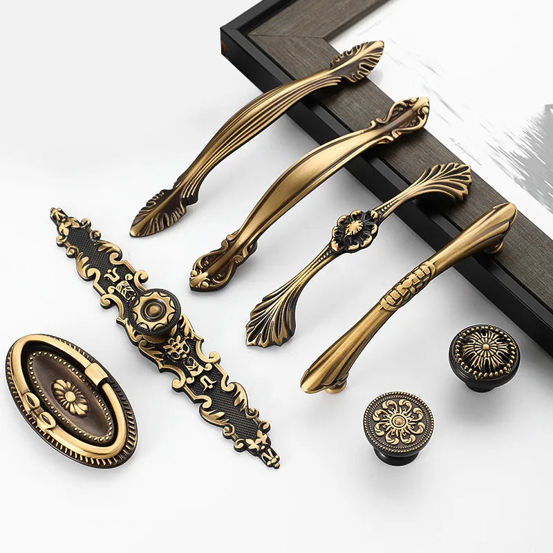 Antique Brass Cabinet Handles Vintage-Inspired Pulls for Shaker Farmhouse Traditional Drawer Revival Kitchen Wardrobe Dresser