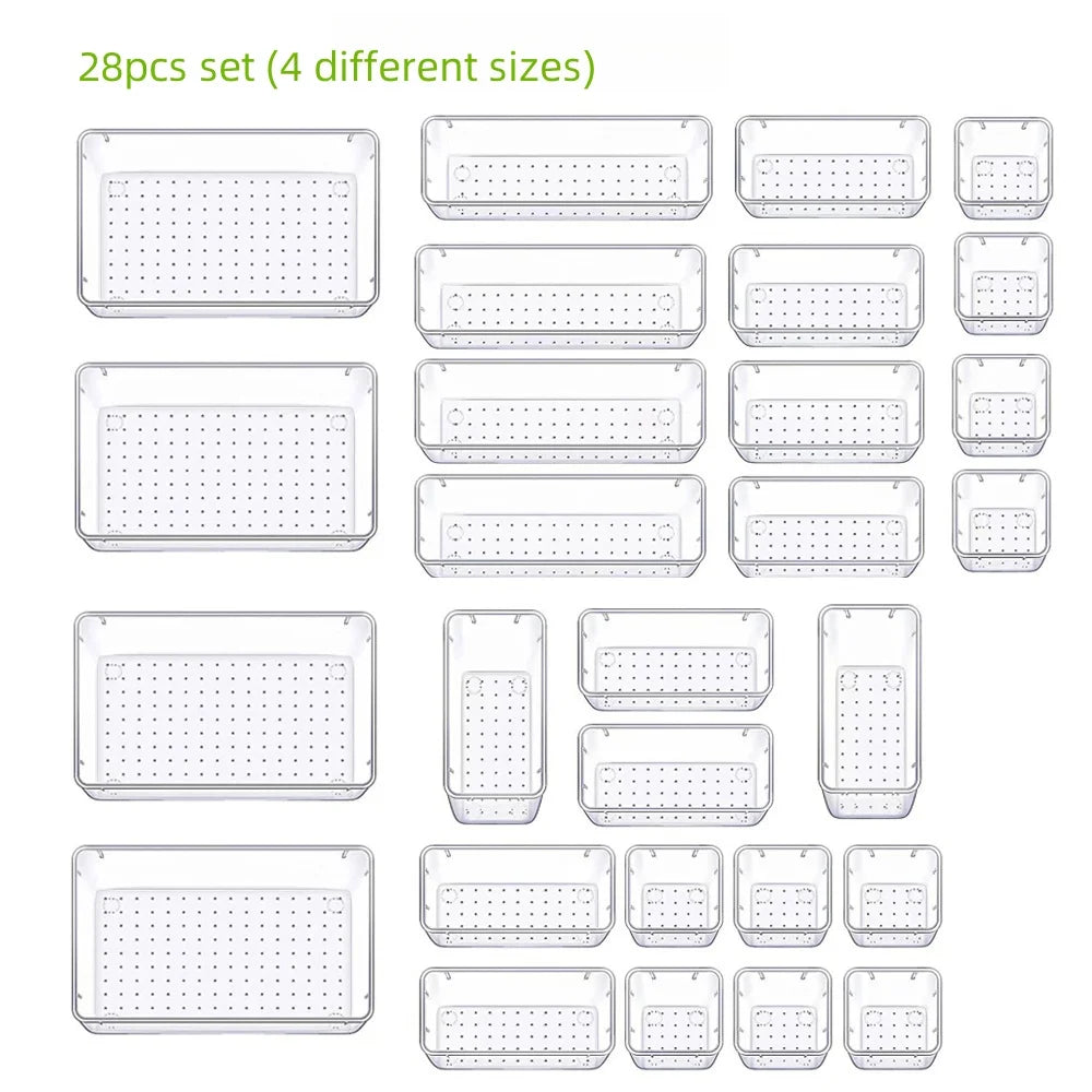 7/13/28PCS Refrigerator Organizer Reusable Refrigerator Drawer Cabinet and Shelf Miscellaneous Divider Organizer