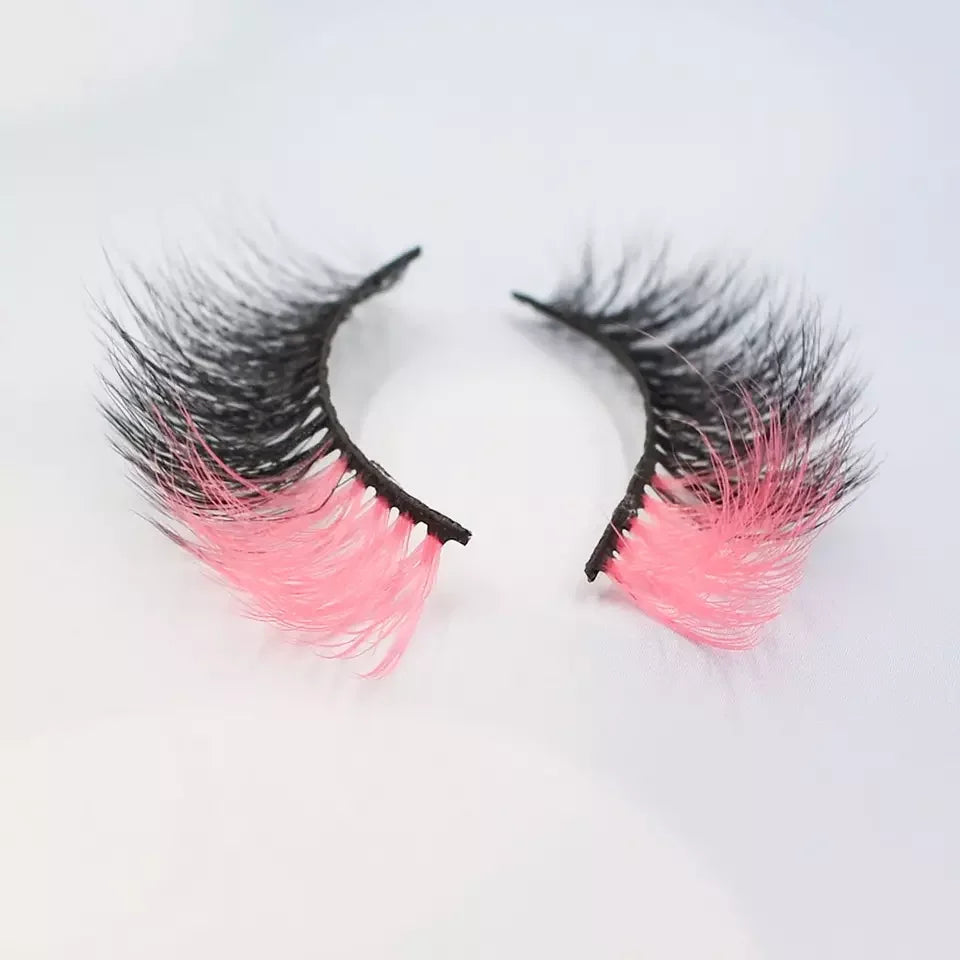20-25mm Mink Color Eyelash Vendor Vegan Party Theme Lashes with Colorful Strip Colorful Eyelash Product Category