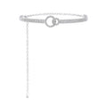 Women's Luxury Silver Plated Clear Rhinestone Belt Waist Chain Alloy Belly Chain Dress Accessory for Party