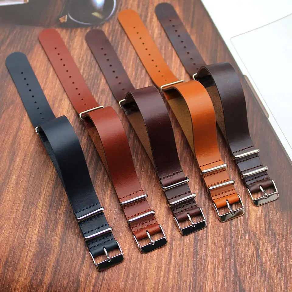 Top Grain Custom One Piece Genuine Leather Wrist Watch Strap 18mm 20mm 22mm 24mm Cowhide Vintage Watch Band