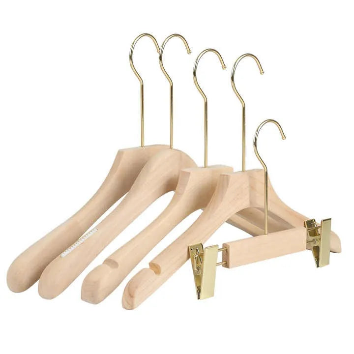 Clothes Logo Printed Luxury Nature Wooden Hangers Rack Wedding Dress Skirt Uniform Bulk Hanger