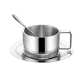 Solhui 304 Stainless Steel Coffee Cup Set With Spoon Double Wall Heat Resistant Latte Cup Set