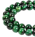 Natural Green Tiger Eye round Beaded Loose Stone 44-46 Beads Per Strand for DIY Jewelry Making-Heat Treated