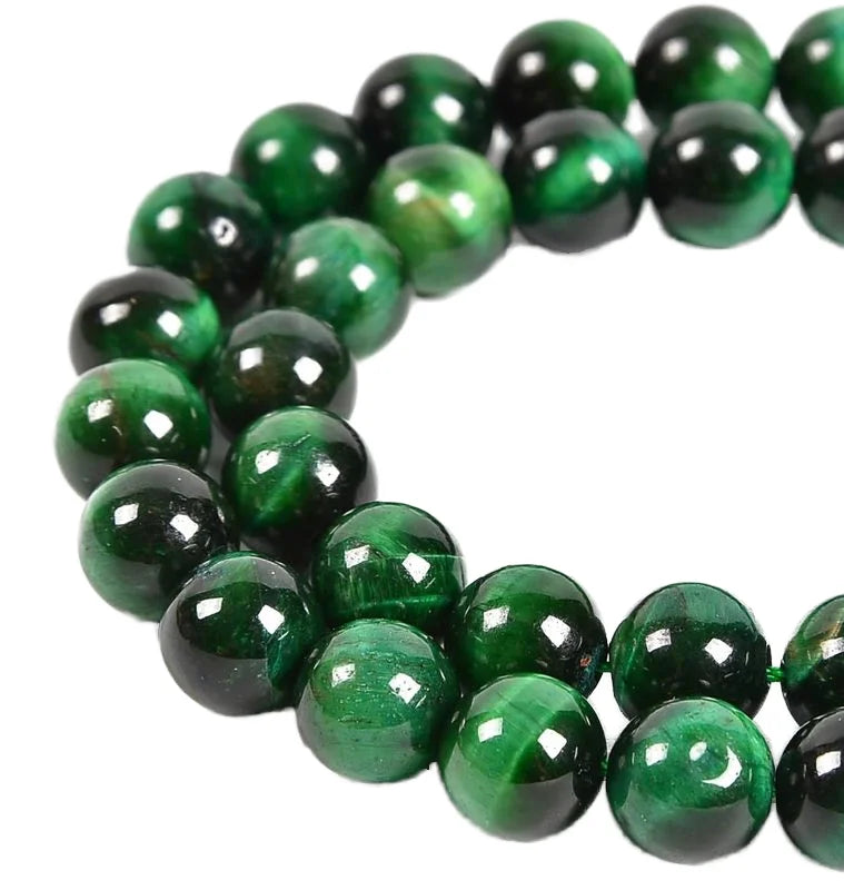 Natural Green Tiger Eye round Beaded Loose Stone 44-46 Beads Per Strand for DIY Jewelry Making-Heat Treated