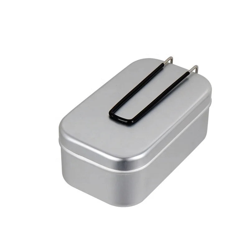 JW-077 Portable Outdoor Picnic Bento Box Camping Food Container Metal Aluminum Lunch Box with Handle