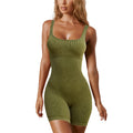 Square Neck Butt Lifting One Piece Jumpsuits Custom Workout Wear Gym Fitness Bodysuit Ribbed Seamless Yoga Jumpsuit for Women