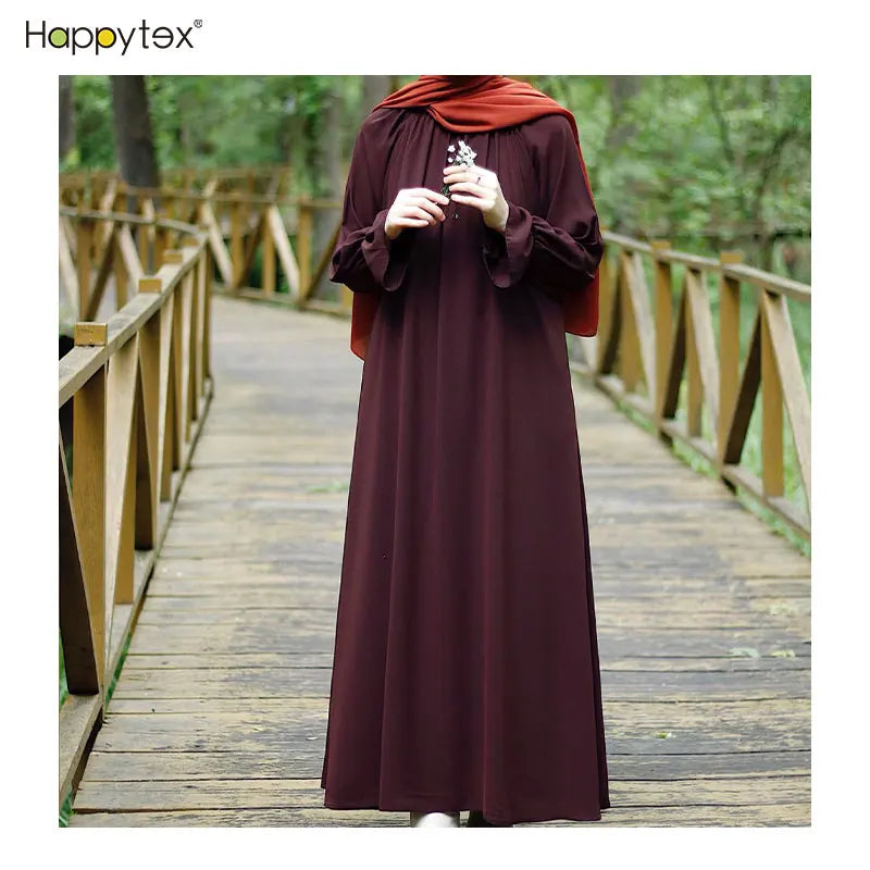 Women Abaya Islamic Muslim Clothing Soft Smooth Modern Long Sleeve Dress Muslim Girl for Outdoor With Convenient Pockets