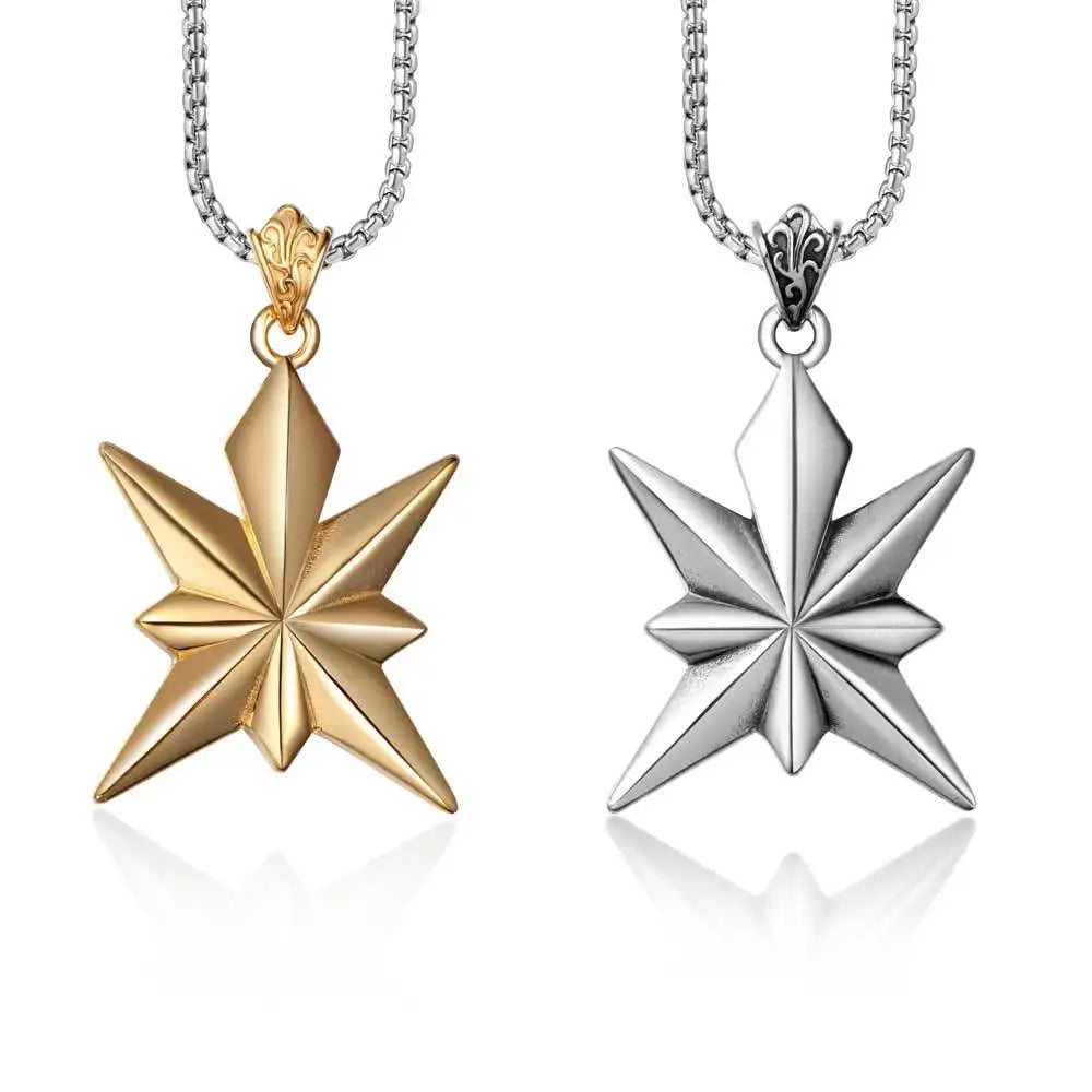 North Star Real 18K Gold Plated Stainless Steel Star Charm Pendant for Couple Lover Necklace Jewelry