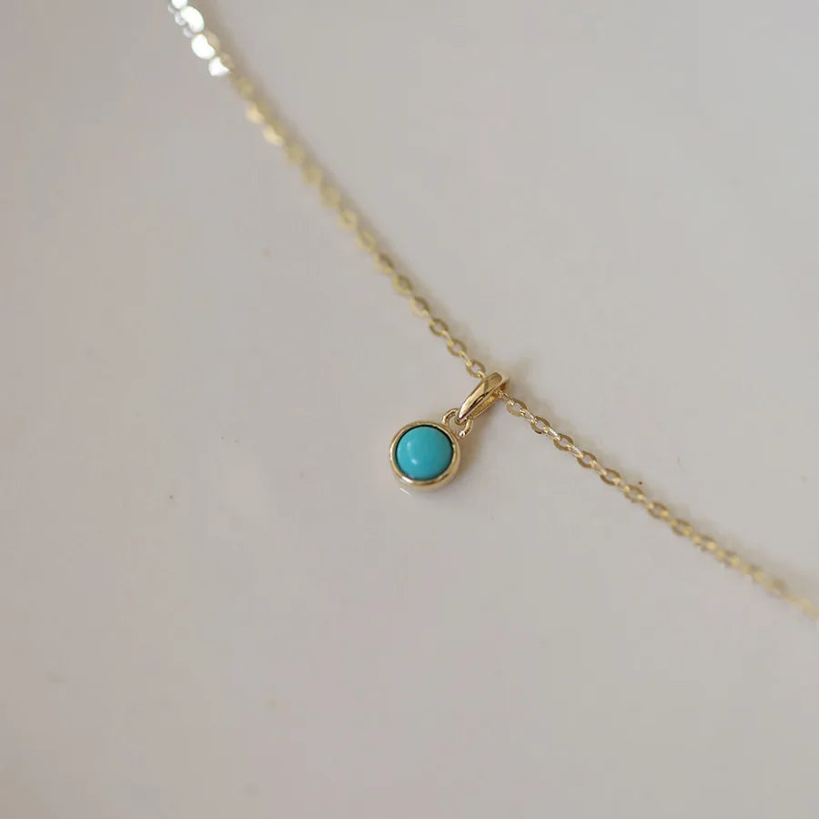Tiny Dainty Turquoise Charms 925 Sterling Silver Clavicle Necklace