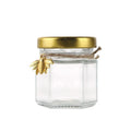 Honey Jar Set Hexagon Round Glass for Wedding Clear Mini 45ml Kitchen Food Storage Bottles & Jars CLASSIC 12 Oz ST Metal Cover