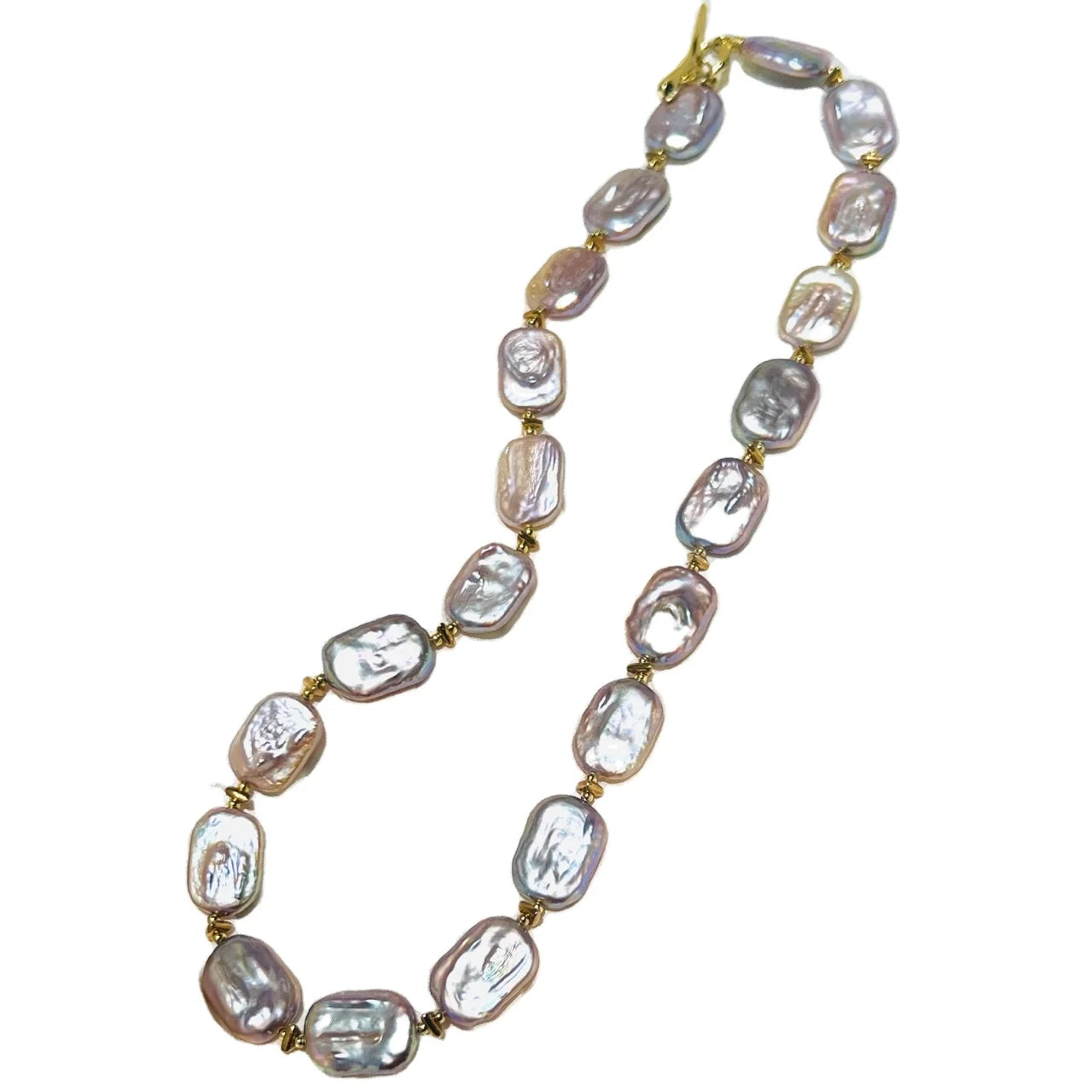 New 925 Sterling Silver Gold Plated AAAA Grade Freshwater Pearl Beaded Square Baroque Purple Luxury Customizable Choker Necklace