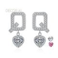 White and Pink Color Design Style Letters Q Vvs1 Heart Cut Women's Jewelry 2ct Moissanite Earrings 925 Sterling Silver Earrings