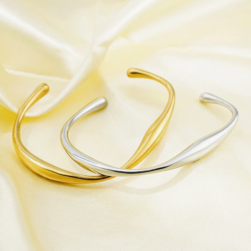 MECYLIFE Women's Fashion Bangle Stainless Steel 18K Gold Bracelet Open Bangle