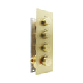 Brushed Gold Uncoated Brass 3 Ways Shower Diverter Valve Thermostatic 3 Outlets 3 Handles Control Shower Mixing Valve Trim Kit