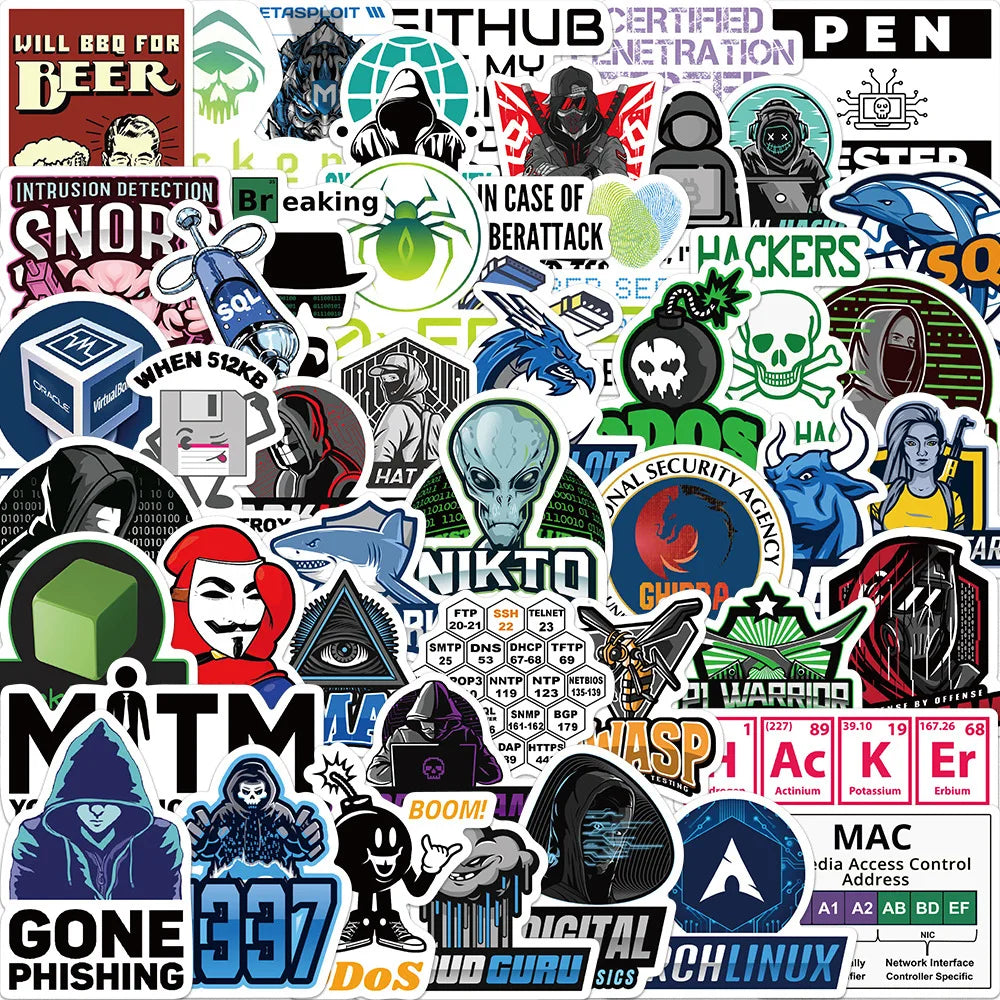 50PCS Trendy Creative Cool Programmer Java Network Dark Web Programming Sticker