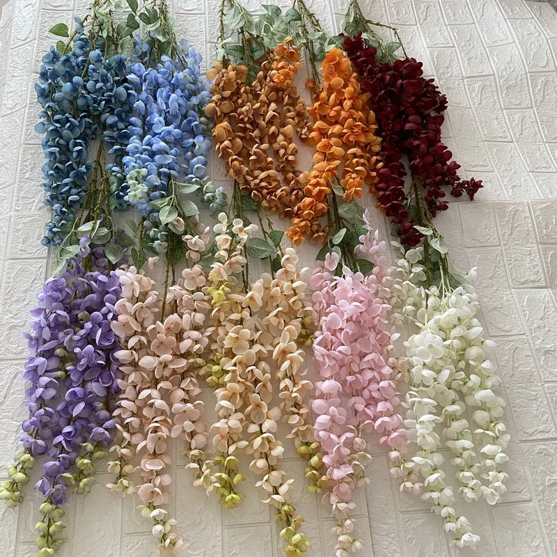 O-X884 Wholesale Large Size Wisteria Flower High Quality Artificial Silk Burgundy Ceiling Hanging Flowers for Stage and Wedding