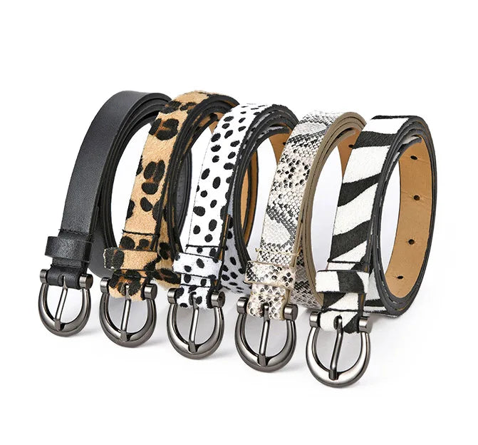 Factory Wholesale Zebra Snake Leopard Pattern Pin Buckle Decoration Faux Leather Ladies' Animal Print Belt for Jean