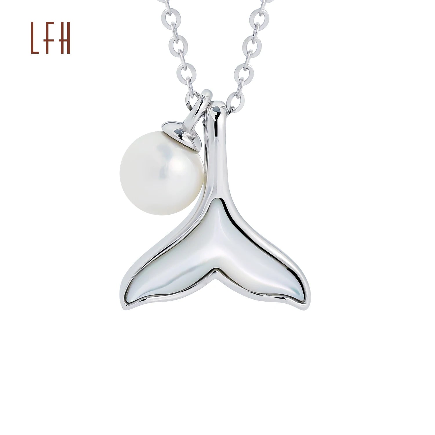 Solid 18K Gold Fish Tail Charms and Pearl Pendant Customized Chain Pearl Pendant Shell Party 18K Gold Chain Pendant Necklace
