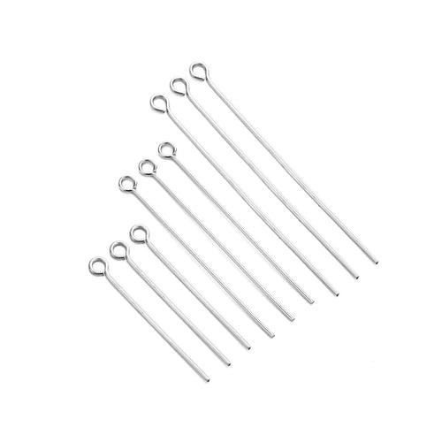 0.5mm 0.6mm 0.7mm Many Size Stainless Steel Silver Eye Pins Needles for Jewelry Making Necklace Bracelet DIY Jewelry Findings