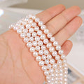 7-8mm White Loose Pearl Strand Necklace Near Round Shape Freshwater Pearl Beads for Jewelry Making Bracelet Earrings