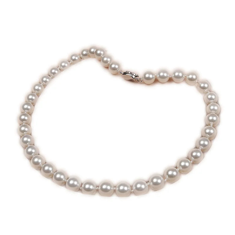 Fashion Luxury Beads Beads Pearl Necklace Round 10mm Natural Shell Pearl Necklace for Mother Gift