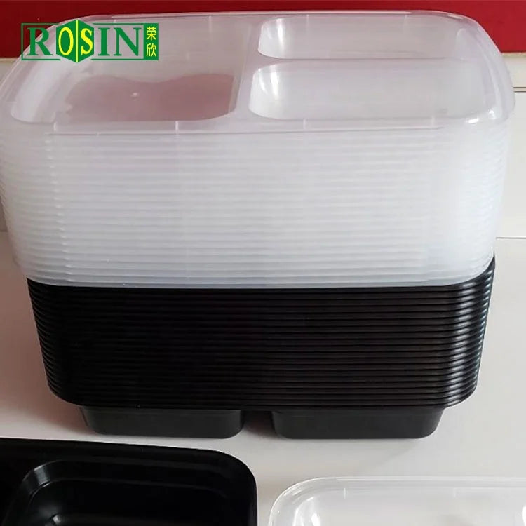 Food Grade Packaging Food Disposable PP Take Away Plastic Bento Lunch Box 3 Compartment Storage Food Container Box