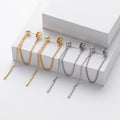 Ins Fashion 925 Silver Plain Simple Long Tassel Chain Stud Earrings Jewelry 18K Gold Plated Minimalist Stud Earrings for Women
